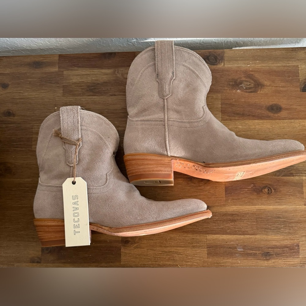 Tecovas Suede Ankle Boots in Light Tan - Picture 2 of 3